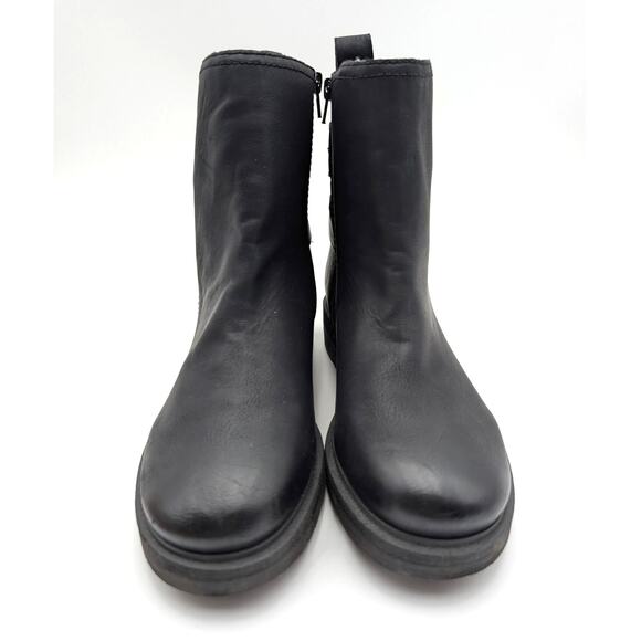 Lucky Brand Candre Double Buckle Lug Sole Boots Women's Black Size US10M EU41.5 - Picture 2 of 16